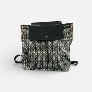 Tory Burch Black and White Patterned Backpack